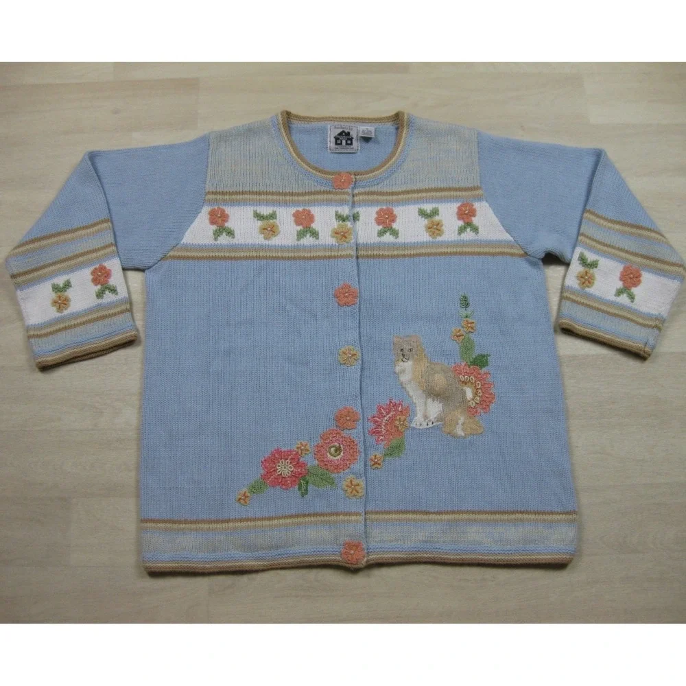 Vintage Y2K Storybook Knits Cardigan Sweater Womens (1X) 